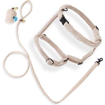 THE LICKER STORE THE LICKER STORE Teddy Adjustable Dog H Harness & Leash Set, Beige, Large: 15.3 to 24.5-in neck