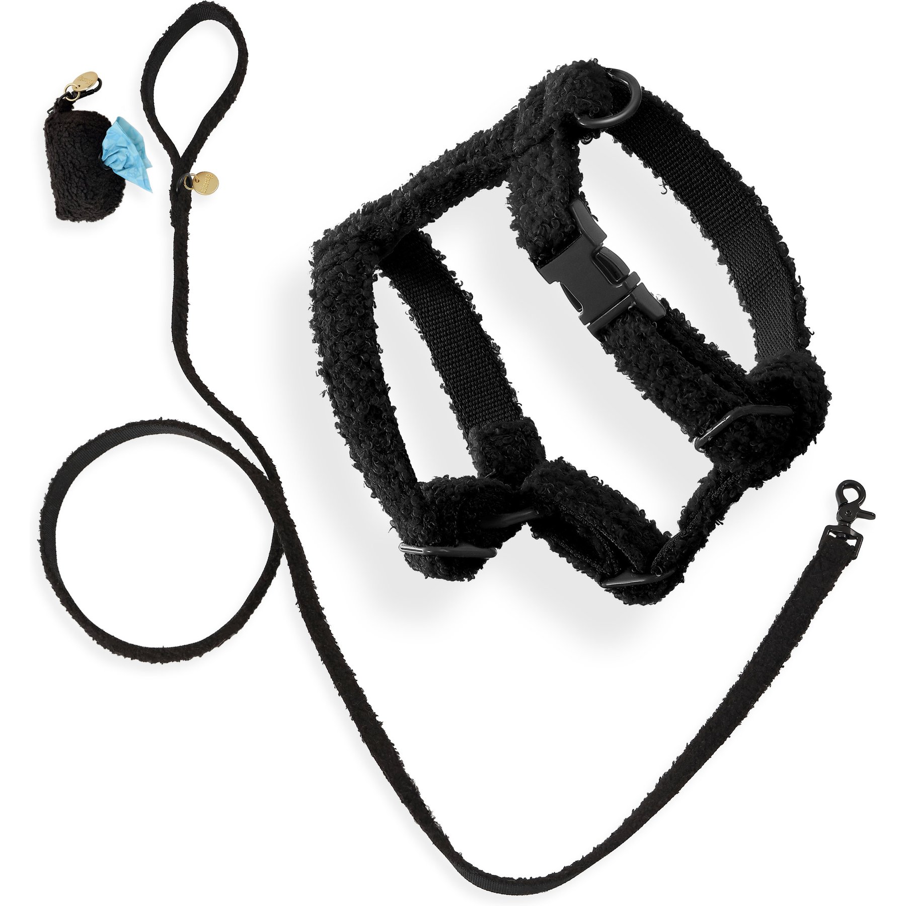 THE LICKER STORE Teddy Adjustable Dog H Harness & Leash Set, Black, X-Small: 5.2 to 9.3-in neck