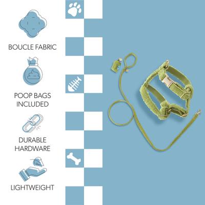 Show full view: THE LICKER STORE Teddy Adjustable Dog H Harness & Leash Set, Olive Green, X-Small: 5.2 to 9.3-in neck slide 3 of 10