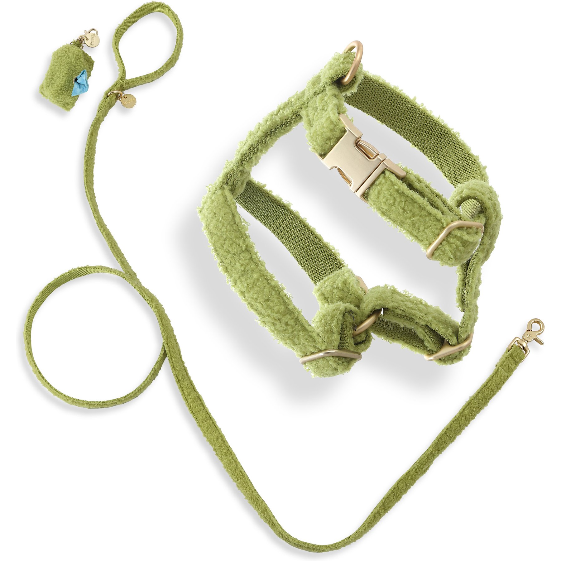 THE LICKER STORE Teddy Adjustable Dog H Harness & Leash Set, Olive Green, X-Small: 5.2 to 9.3-in neck