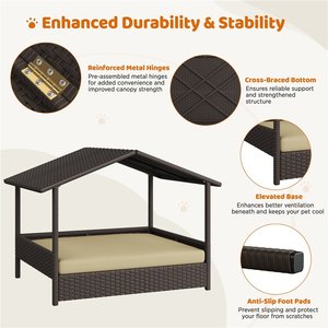 Yaheetech Elevated Dog House with Bed, Brown