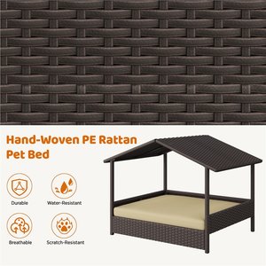 Yaheetech Elevated Dog House with Bed, Brown