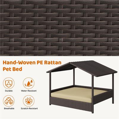 Show full view: Yaheetech Elevated Dog House with Bed, Brown slide 8 of 9