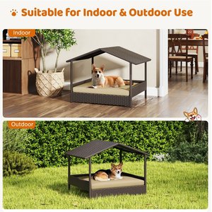 Yaheetech Elevated Dog House with Bed, Brown