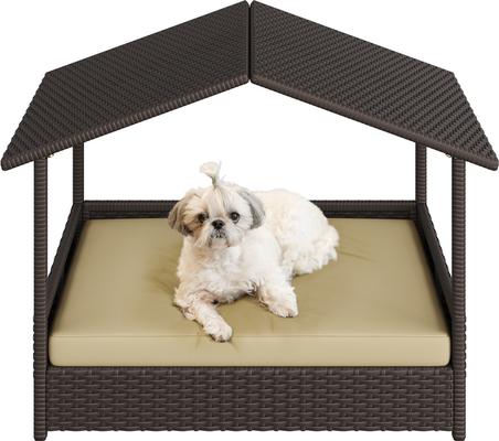 Show full view: Yaheetech Elevated Dog House with Bed, Brown slide 3 of 9