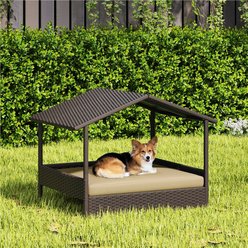 Yaheetech Elevated Dog House with Bed, Brown