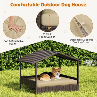 Show full view: Yaheetech Elevated Dog House with Bed, Brown slide 6 of 9