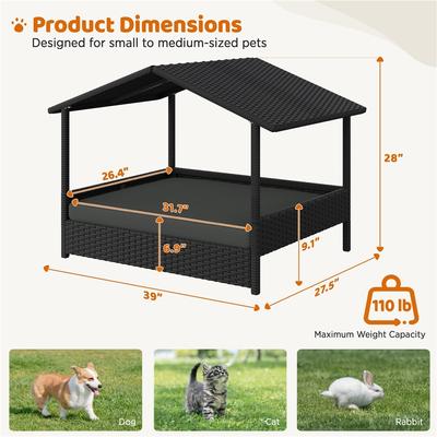 Show full view: Yaheetech Elevated Dog House with Bed, Black slide 3 of 7