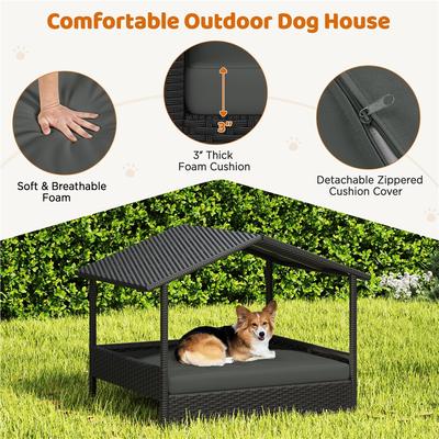 Show full view: Yaheetech Elevated Dog House with Bed, Black slide 4 of 7