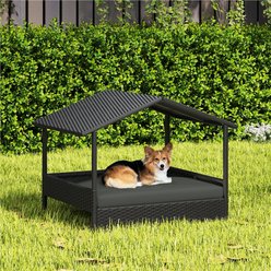 Yaheetech Elevated Dog House with Bed, Black