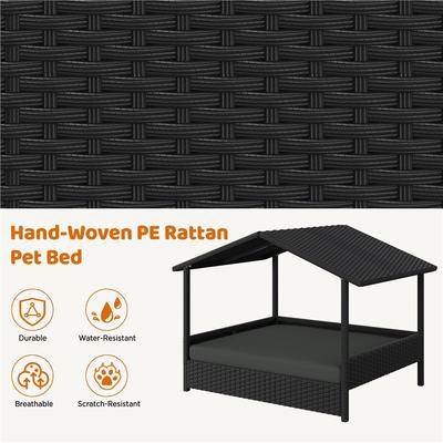 Show full view: Yaheetech Elevated Dog House with Bed, Black slide 5 of 7