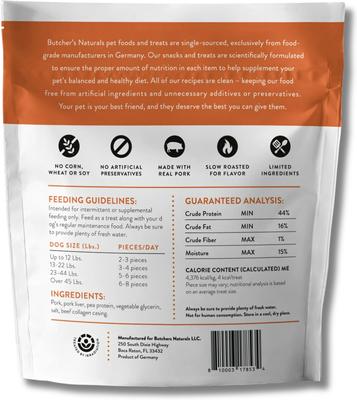 Show full view: Butcher's Naturals Slow Roasted Pork Pearls Soft & Chewy Dog Treats, 10-oz bag slide 3 of 6