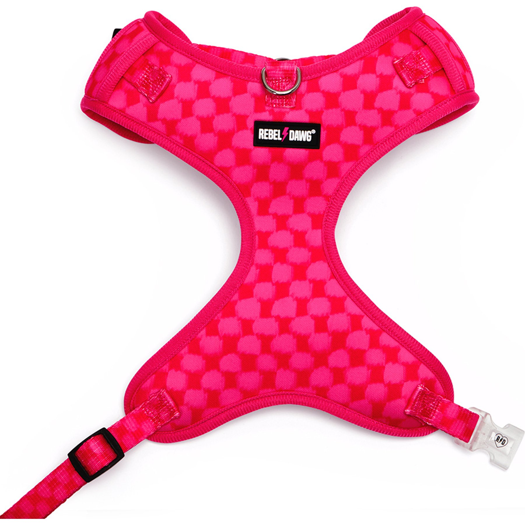 Rebel Dawg The City Collection Dog Harness, Red/Pink Checkered, Medium