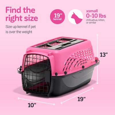 Show full view: Petmate Two Door Top Load Dog & Cat Kennel, Pink, 19 inches, up to 10-lbs slide 3 of 9