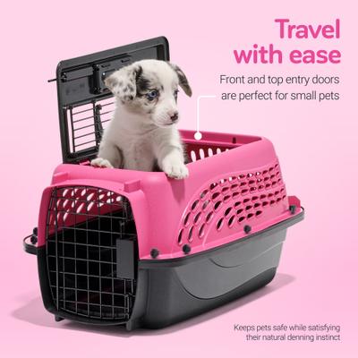 Show full view: Petmate Two Door Top Load Dog & Cat Kennel, Pink, 19 inches, up to 10-lbs slide 4 of 9