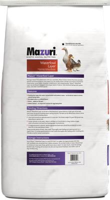 Show full view: Mazuri Waterfowl Layer Floating Duck & Geese Feed, 50-lb bag slide 2 of 10