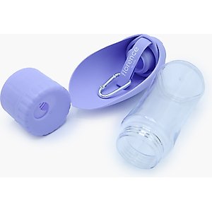 florence by mills Portable Dog Water Bottle with Feeder, Purple