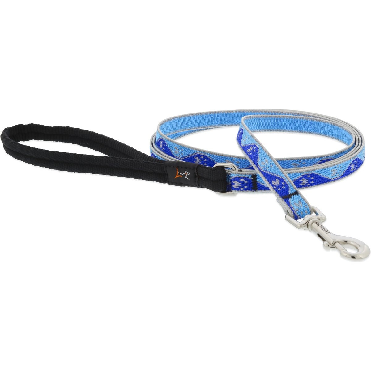LupinePet Reflective Paws Small Dog & Cat Padded Handle Leash, Blue Paws, Regular: 6-ft long, 1/2-in wide