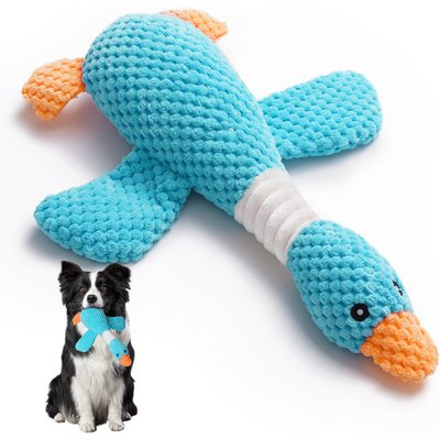 Nocciola Nocciola Viral Select Goose Squeaky Plush Dog Chew Toy, Blue