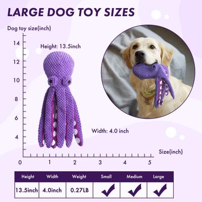 Show full view: Nocciola Viral Select Octopus Squeaky Plush Dog Toy, Purple slide 5 of 9
