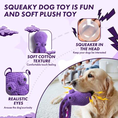 Show full view: Nocciola Viral Select Octopus Squeaky Plush Dog Toy, Purple slide 7 of 9