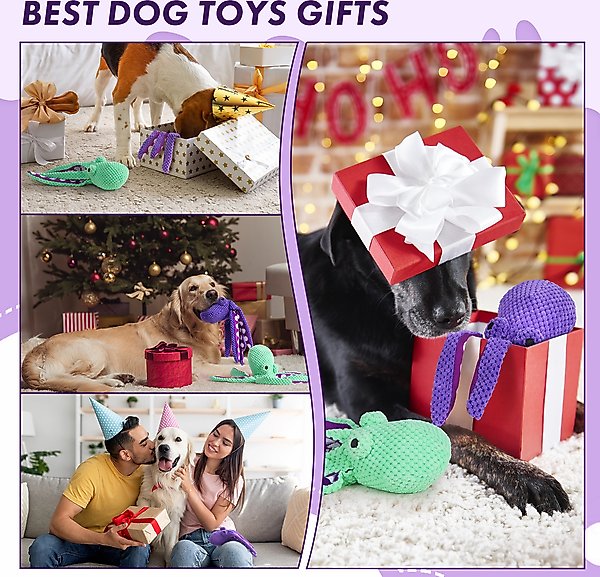 Show full view: Nocciola Viral Select Octopus Squeaky Plush Dog Toy, Purple slide 3 of 9