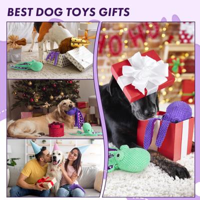 Show full view: Nocciola Viral Select Octopus Squeaky Plush Dog Toy, Purple slide 3 of 9