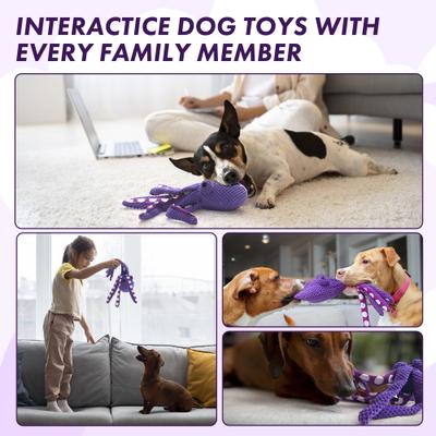 Show full view: Nocciola Viral Select Octopus Squeaky Plush Dog Toy, Purple slide 4 of 9