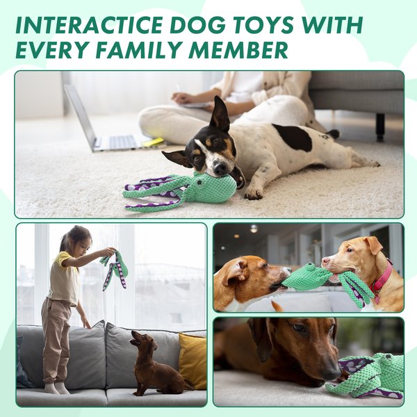 Show full view: Nocciola Viral Select Octopus Squeaky Plush Dog Toy, Green slide 8 of 9