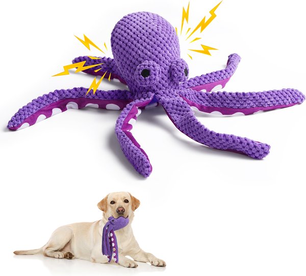 Show full view: Nocciola Viral Select Octopus Squeaky Plush Dog Toy, Purple slide 1 of 9