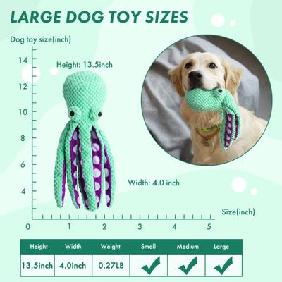 Show full view: Nocciola Viral Select Octopus Squeaky Plush Dog Toy, Green slide 5 of 10