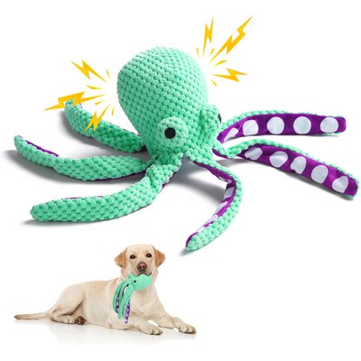 Nocciola Nocciola Viral Select Octopus Squeaky Plush Dog Toy, Green