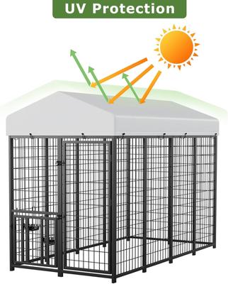 Show full view: LovMor Outdoor Metal Dog Kennel with Roof Cover, Black, 96 x 48 x 67-in slide 4 of 8