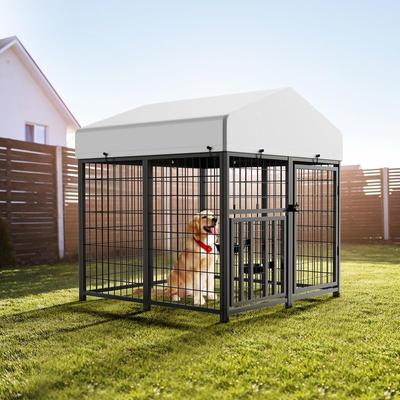 Show full view: LovMor Outdoor Metal Dog Kennel with Roof Cover, Black, 48 x 47 x 51-in slide 6 of 8