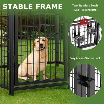 Show full view: LovMor Outdoor Metal Dog Kennel with Roof Cover, Black, 48 x 47 x 51-in slide 5 of 8