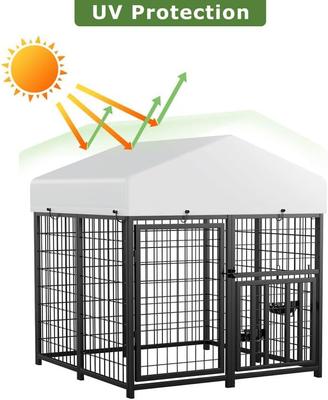 Show full view: LovMor Outdoor Metal Dog Kennel with Roof Cover, Black, 48 x 47 x 51-in slide 3 of 8