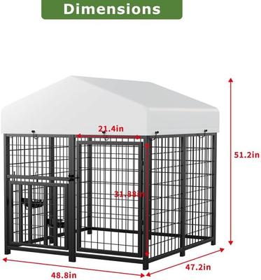 Show full view: LovMor Outdoor Metal Dog Kennel with Roof Cover, Black, 48 x 47 x 51-in slide 4 of 8
