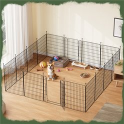 Yaheetech Foldable Dog Playpen, Black, 16-Panel, 31.5-in