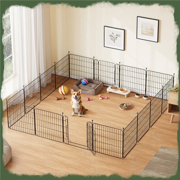 Show full view: Yaheetech Foldable Dog Playpen, Black, 16-Panel, 24-in slide 1 of 6