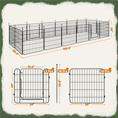 Show full view: Yaheetech Foldable Dog Playpen, Black, 16-Panel, 24-in slide 3 of 6