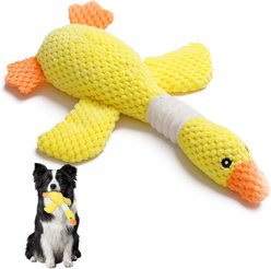 Nocciola Viral Select Goose Squeaky Plush Dog Chew Toy, Yellow