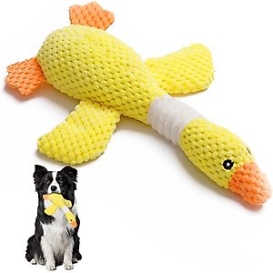 Nocciola Viral Select Goose Squeaky Plush Dog Chew Toy, Yellow