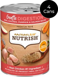 Rachael Ray Nutrish Gentle Digestion Real Chicken, Pumpkin & Salmon Recipe Premium Pate Wet Dog Food, 13-oz can, case of 4 (Rachael Ray)