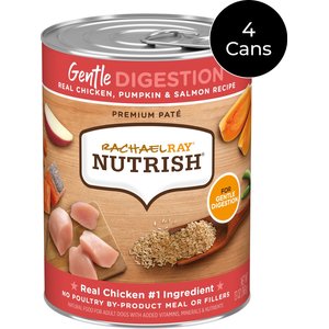 Rachael Ray Nutrish Gentle Digestion Real Chicken, Pumpkin & Salmon Recipe Premium Pate Wet Dog Food, 13-oz can, case of 4 (Rachael Ray)