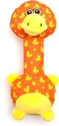 The Worthy Dog Ducky Long Neck Squeaky Plush Dog Toy, Orange