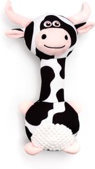 The Worthy Dog Cow Long Neck Squeaky Plush Dog Toy, Black/White