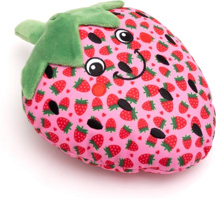 Show full view: The Worthy Dog Strawberry Squeaky Plush Dog Toy, Pink, Small slide 3 of 4