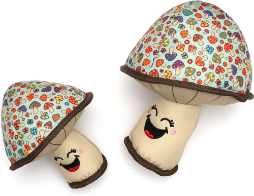 Show full view: The Worthy Dog Mushroom Squeaky Plush Dog Toy, Mint Green, Small slide 2 of 3