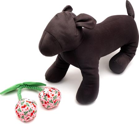 Show full view: The Worthy Dog Cherries Jubilee Squeaky Plush Dog Toy, Pink, Small slide 4 of 4