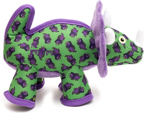 Show full view: The Worthy Dog Triceratops Squeaky Plush Dog Toy, Green slide 3 of 4